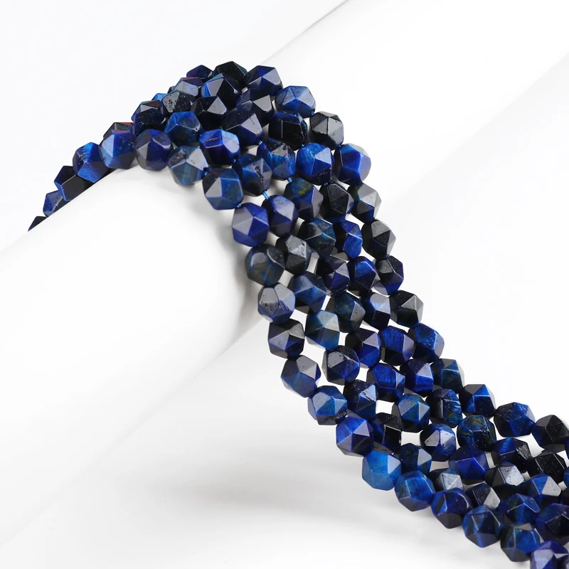 

Hesiod Natural Irregular Stone Blue Sodalite Jaspers Round Loose Spacer Beads For DIY Jewelry Making Bracelet Accessories 15''