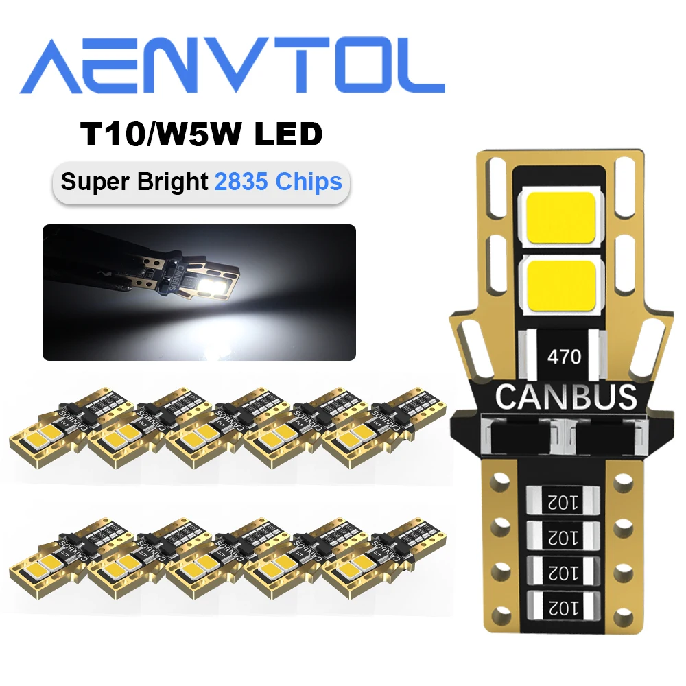 

AENVTOL 10x T10 W5W LED Canbus Interior Parking Position Lamp For Citroen C3 C4 C5 Seat Leon MK2 Mitsubishi Lancer Jeep Renegade