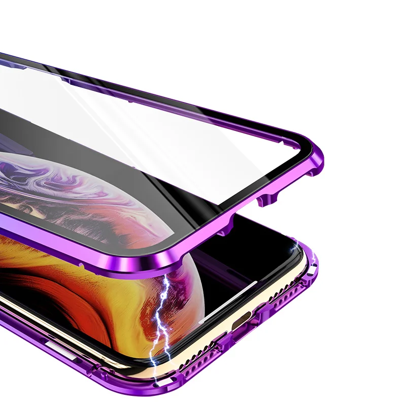 Градиентная Магнитная Адсорбция для iPhone X XS Max чехол из закаленного стекла назад