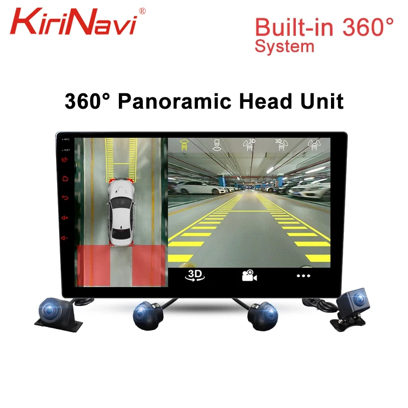 Автомобильный мультимедийный плеер KiriNavi Универсальный с обзором 360 градусов Android