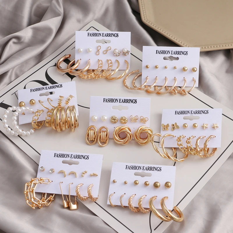 Винтажные геометрические золотые серьги-капли KISS WIFE набор для женщин жемчужные