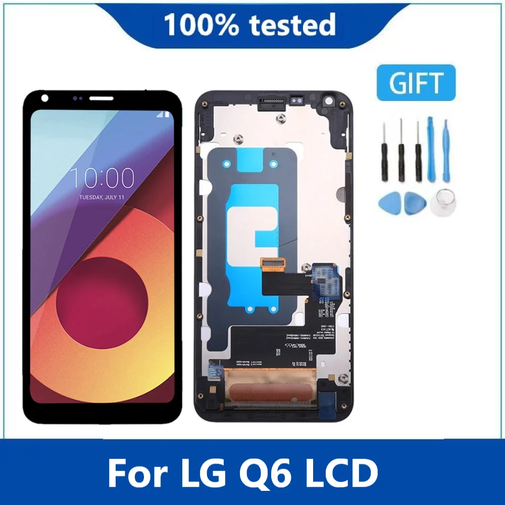 

Оригинальный Для 5,5 ''LG Q6 LG M700 M700 M700A US700 M700H M703 M700Y ЖК-дисплей дисплей кодирующий преобразователь сенсорного экрана в сборе LG Q6 с рамкой