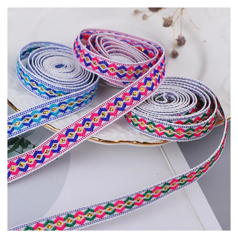 7 цветов, золотая нить для вышивки, цветная жаккардовая лента для рукоделия, материал для головных уборов, аксессуары для домашней одежды