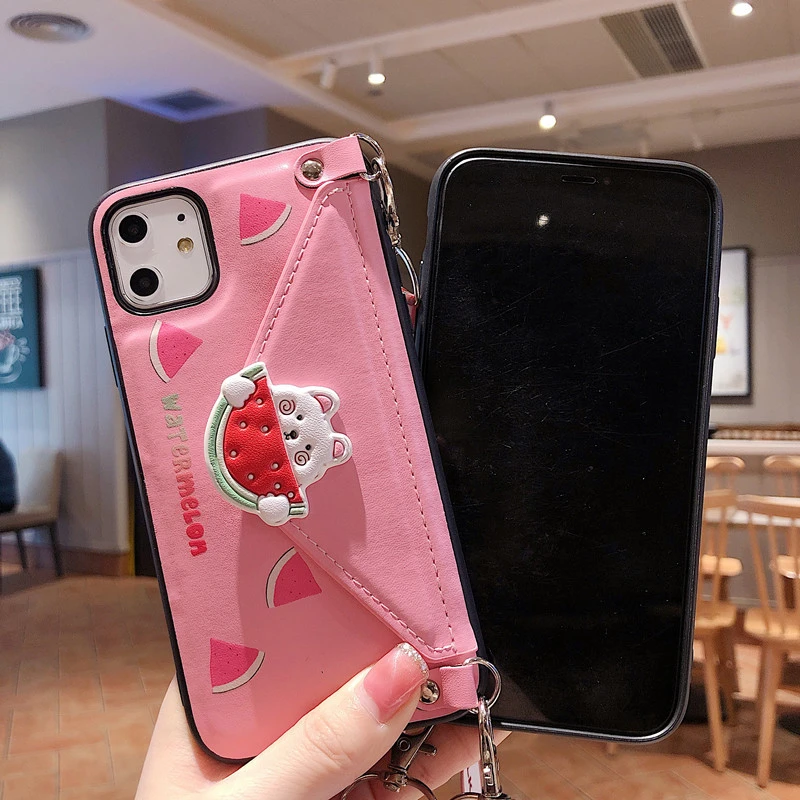 Модный мультяшный чехол-кошелек через плечо для телефона iPhone 11Pro MAX SE XR 7 8 6 Plus