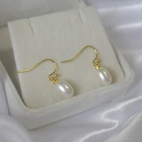 14k gold plated natural white purple pink freshwater pearl drop earrings exquisite fashion simple wedding earrings for women