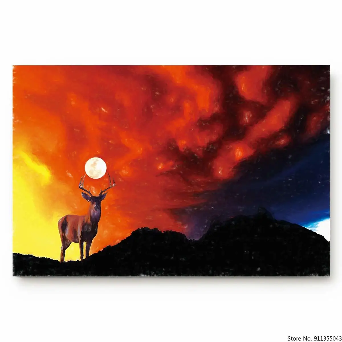 Внутренний коврик низкопрофильный для входной двери олень под желтым небом 30 Д x 18 Вт Нескользящий