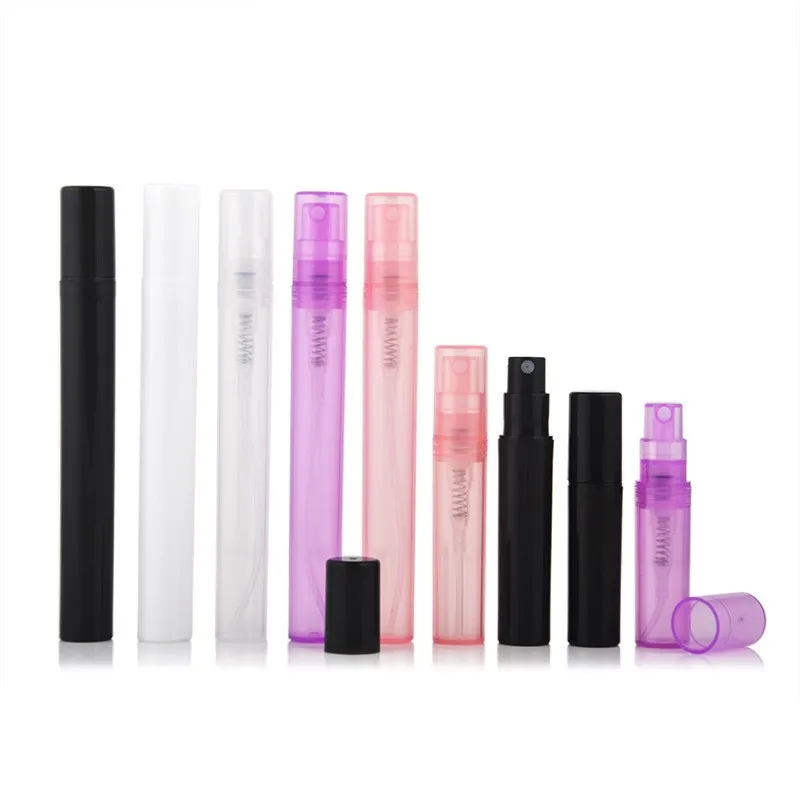 

100pcs/lot 2ml 3ml 4ml 5ml Pink White Black Clear Plastic Perfume Spray Bottle Sample Mist Sprayer Atomizer Perfume Bottle