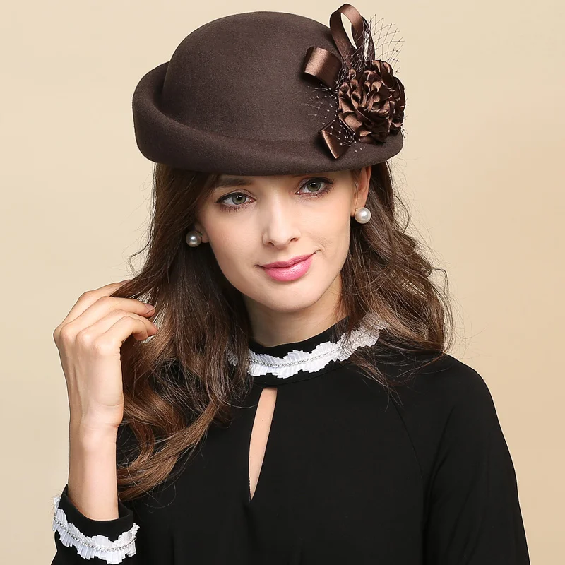 

Женская шикарная Вуалетка, шляпа для коктейлей, свадебный головной убор для церкви, аксессуары для волос из 100% шерсти, фетровая Вуалетка