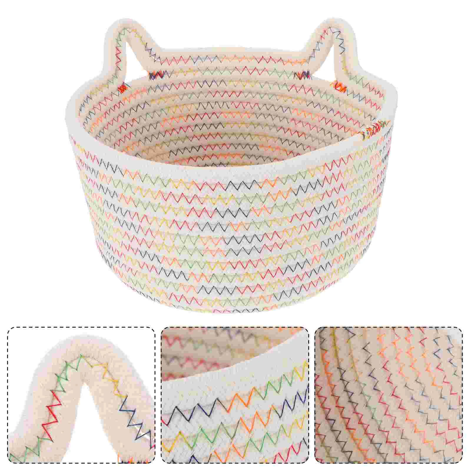 

1Pc Pretty Cotton Rope basket Useful Woven Basket Desktop Storage Basket