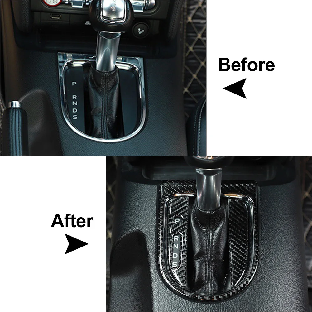 

Carbon Fiber Black Car Gear Shift Panel Cover Trim For Ford Mustang 2015 2016 2017 2018 2019 Interior Moulding Car Sticker