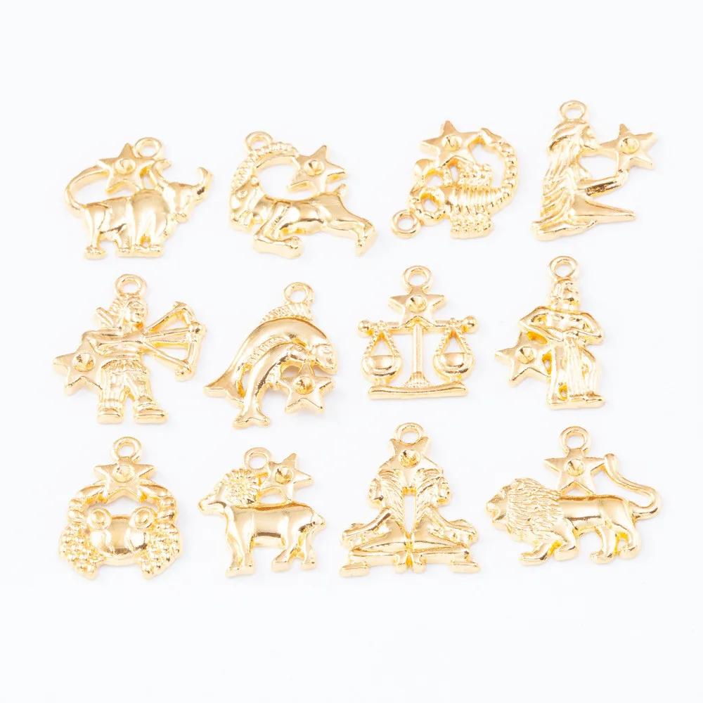 12 шт винтажные созвездий античные серебряные кулоны со знаками Зодиака