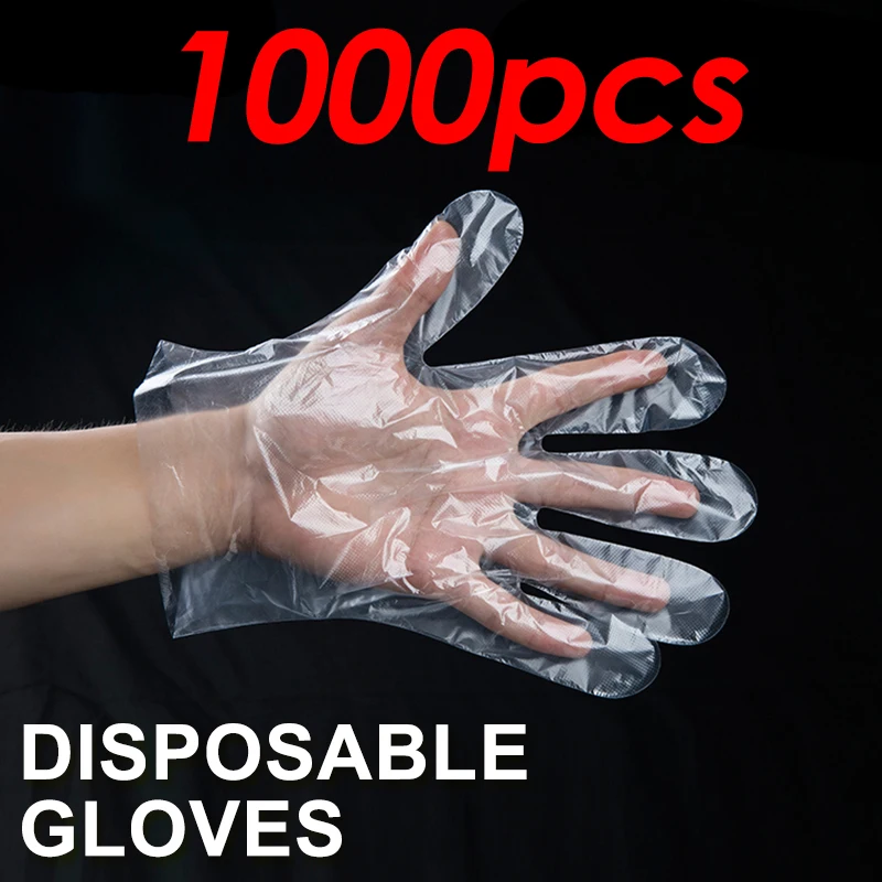 

1000 pcs Disposable Gloves One-off Plastic Gloves Restaurant BBQ Transparent Eco-friendly PE Gloves Kitchen Garden Accessories