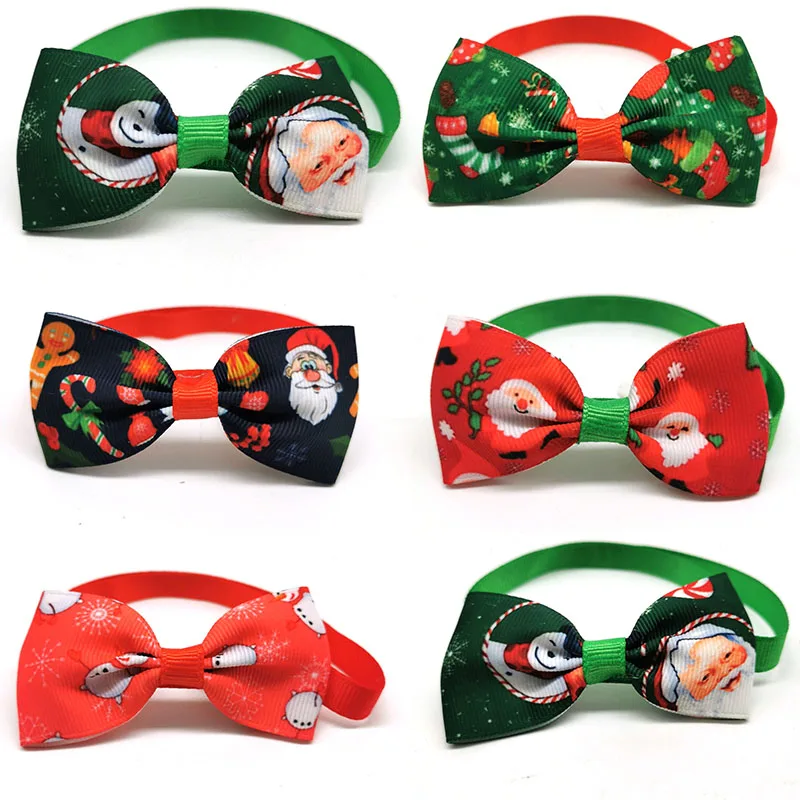 

50/100pcs Pet Dog Christmas Accessories Snowman Bow Ties Christmas Small Middle Dog Ties Holiday Grooming Bowtie Pet Supplies