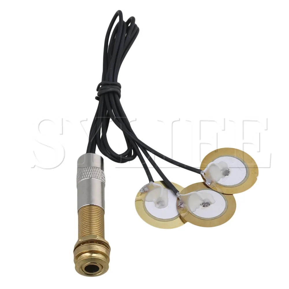 

3 Sensor Guitar Piezo Contact Microphone Pickup Golden with 6.35mm Jack