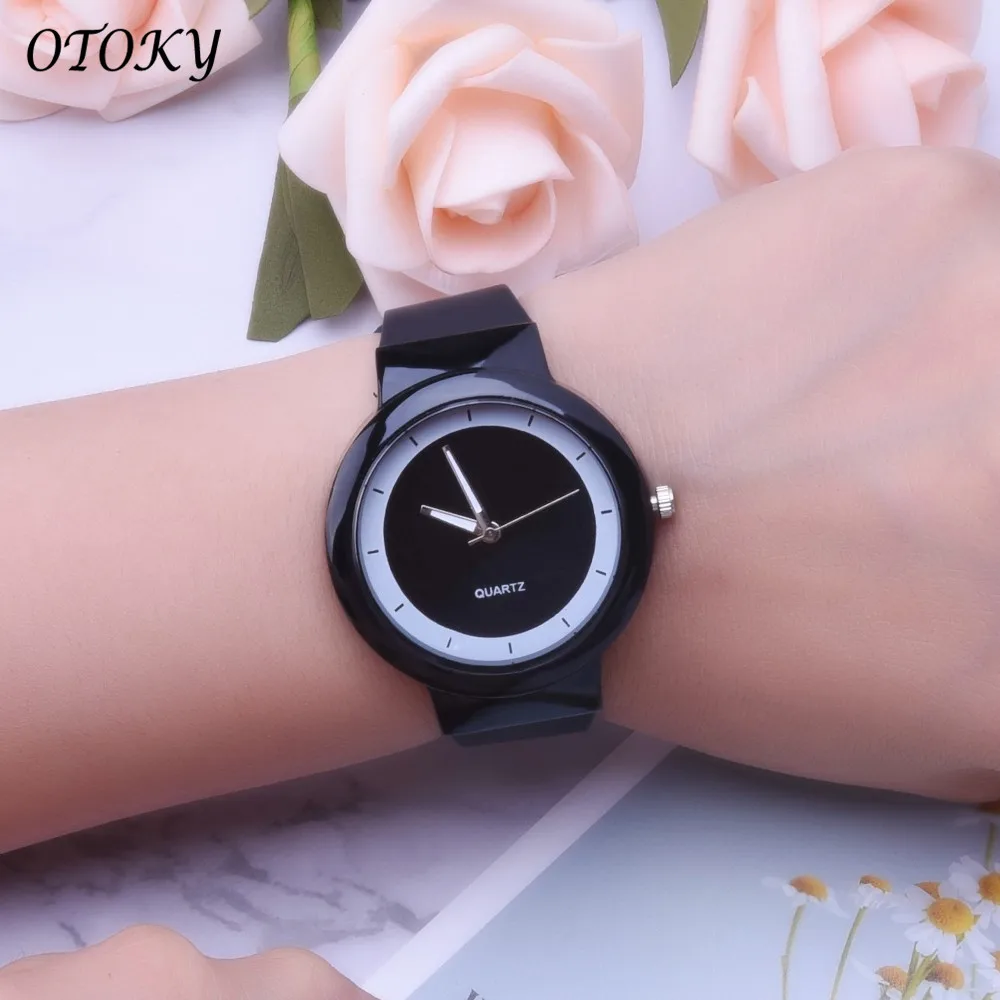 OTOKY модные часы для женщин и девочек мальчиков силиконовый ремешок аналоговые