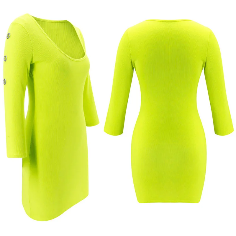 

Streetwear Spring Autumn Bodycon Dress Women Fashion Corns Design O-Neck Long Sleeve Solid Color Slim Hips Mini Pencil Dress