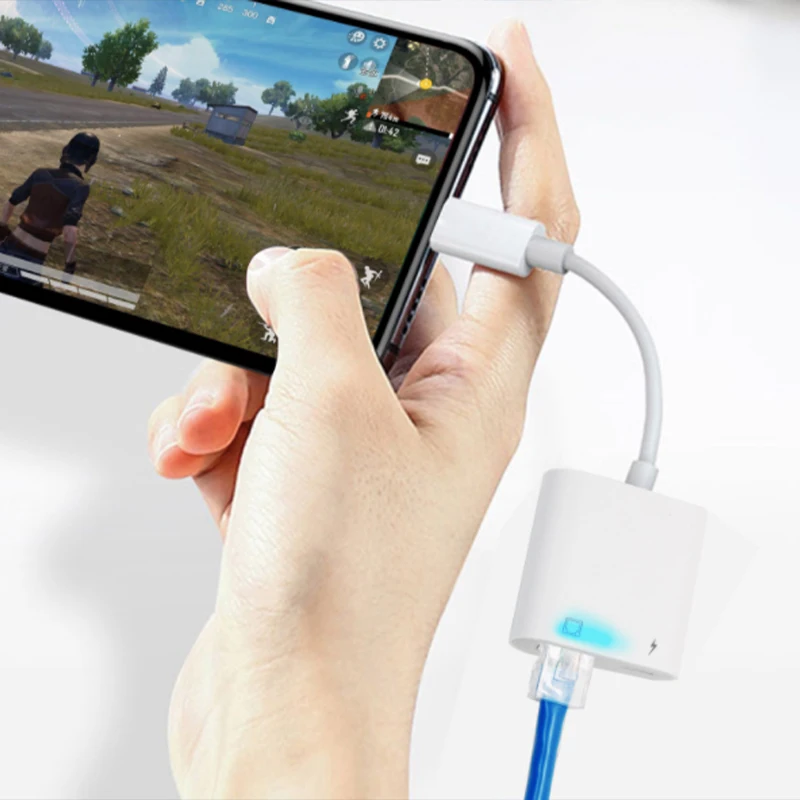 High-speed iOS device conversion cable USB3.0 RJ45 Ethernet converter used for all iPhone/iPad with PD fast charging IOS 15 | Мобильные