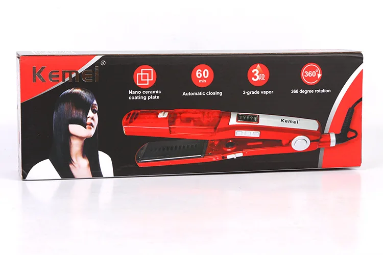 

Kemei Professional Vapor Hair Straightener Comb Brush Flat Iron Ceramic Hair iron Electric Hair Straightening Steam Curler