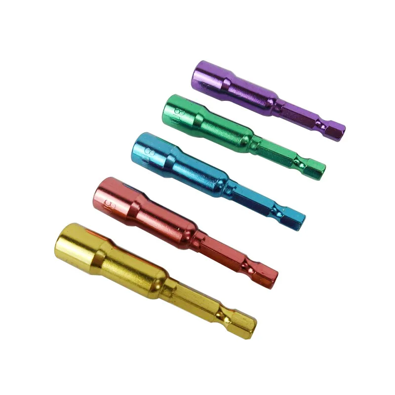 5PC/Set Hex Socket Sleeve Nozzles Strong Magnetic Nut driver Set Drill Bit Adapter Wind Approved Grooves 8mm Color | Инструменты