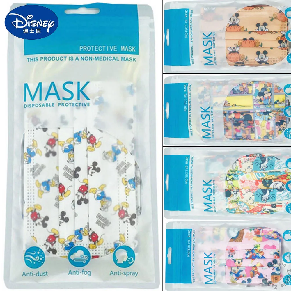

50/100Pcs Disney Disposable Mask White Pink Cartoon Mickey Mouse Anime Print Fashion Adult Protective Mask 3 Layer Filter Mask