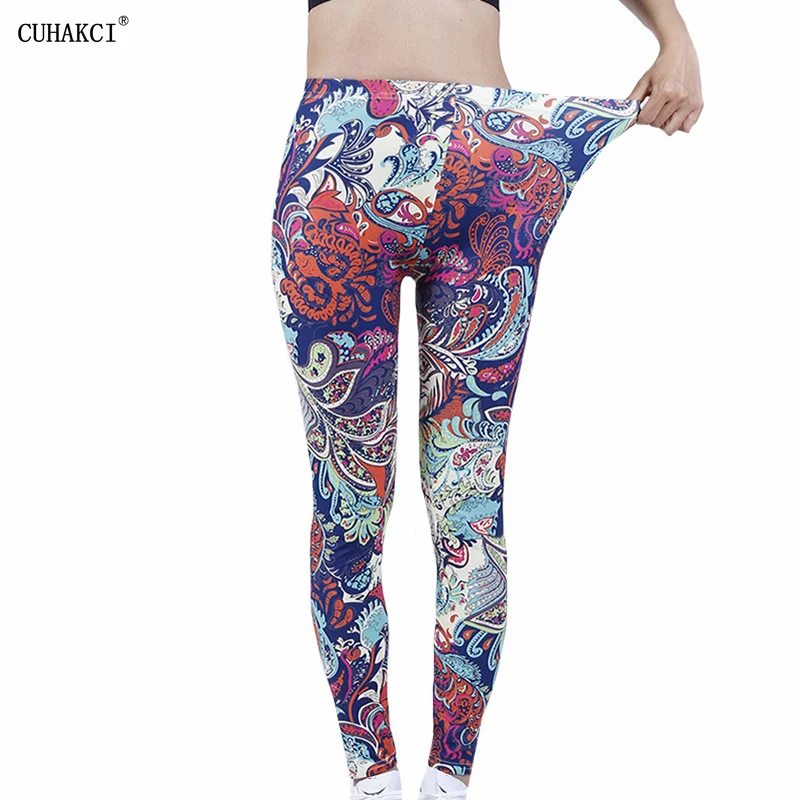 

CUHAKCI Push Up Legins Ankle Length Women Leggings Fashion High Waist Fitness Workout Colorful Floral Print Sexy Clothes 2022