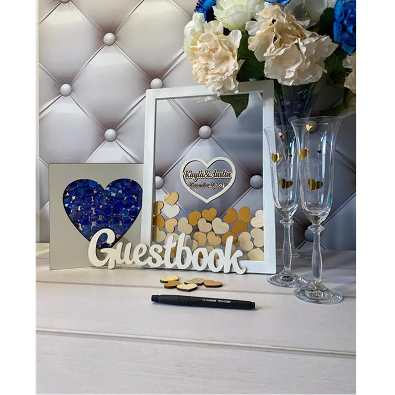 Персонализированная прозрачная рамка с именем сердца книга посетителей
