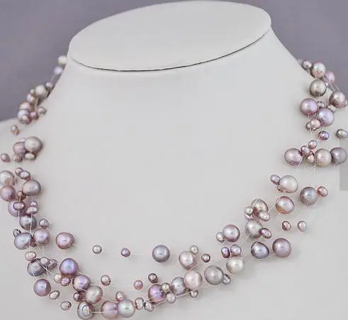 

Unique Pearls jewellery Store Bridesmaid Multistrand Illusion Purple Freshwater Pearl Necklace Girl Wedding Gift Fine Jewelry