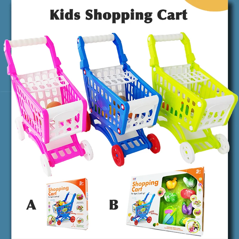 Детская сияющая игрушка для кухни пластиковая корзина покупок в супермаркете с