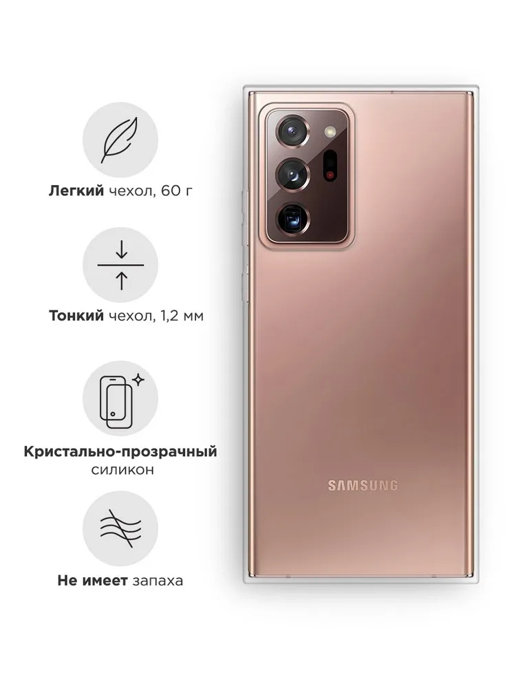 Силиконовый прозрачный чехол для Samsung Galaxy Note 20 Ultra защитный тонкий мягкий