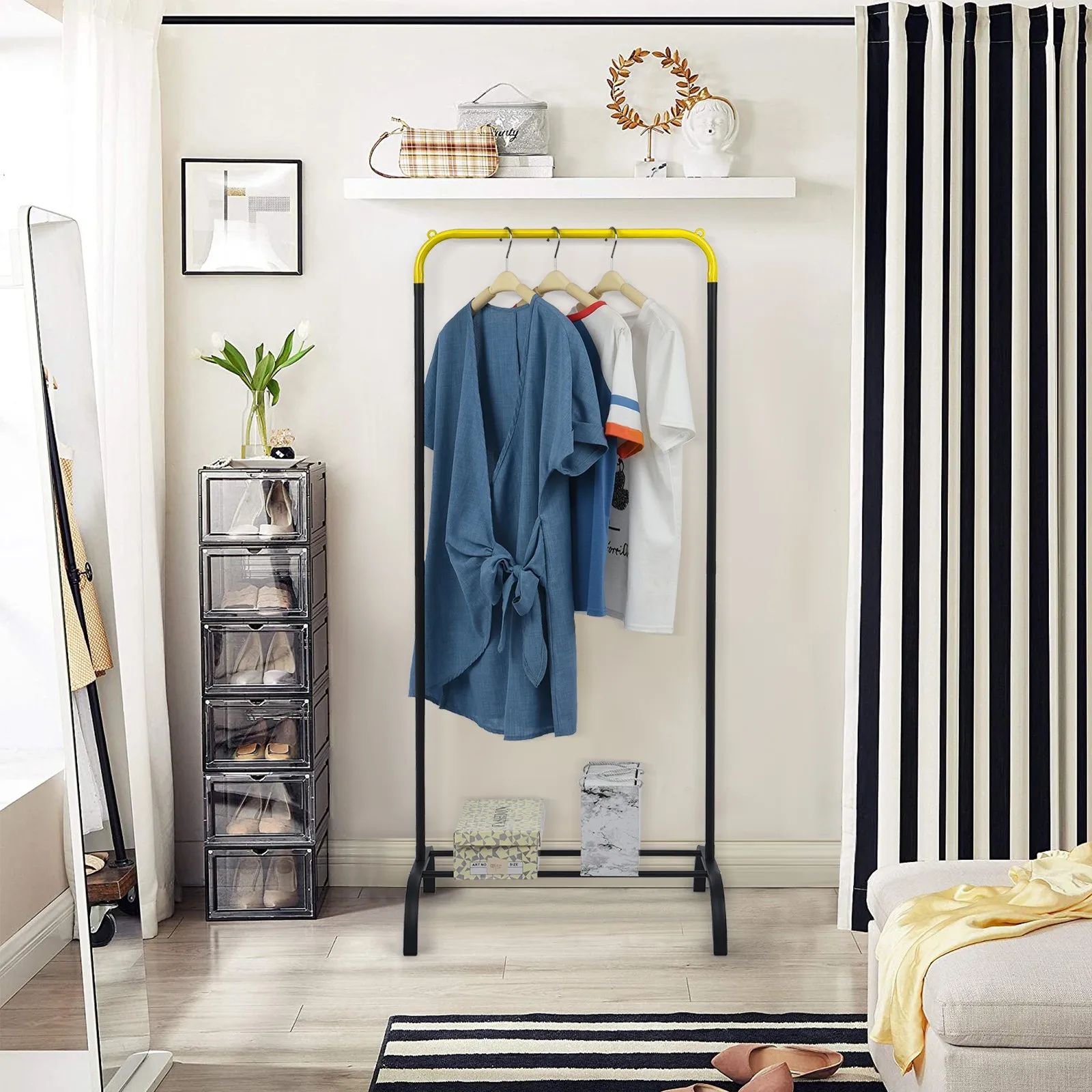 

Heavy Duty Grade Clothing Garment Rack Clothes Stand Rack With Rod Storage Shelf Coat Rack Floor Hanger Storage For Hang Laundry