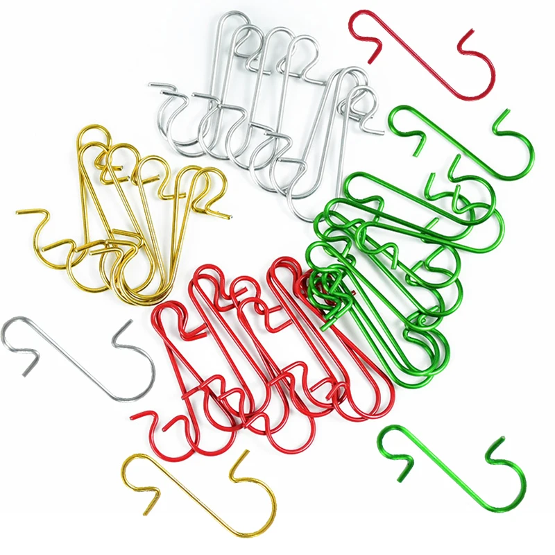 

50Pcs Christmas Hooks Ornament Xmas Tree Decor Mini S-Saped Hook Christmas Party Wreath Pendants Ball Hanging Decor Hooks Supply