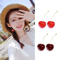 delicate crystal star temperament cherry drop earrings for women korean classic style fashion earrings new 2021