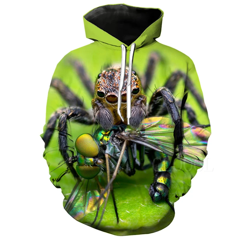 Мужская и Женская толстовка с объемным принтом насекомое Паук спортивный костюм