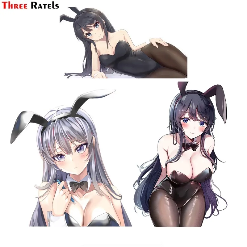 

Наклейка на лобовое стекло автомобиля Three Ratels FC765 BUNNY SENPAI MAI PEEKER