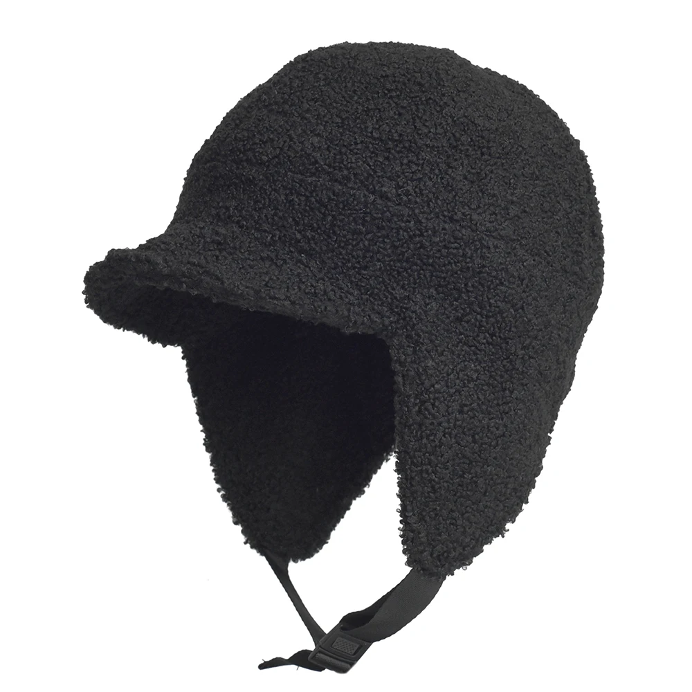 Уличные флисовые теплые зимние шапки с козырьком ветрозащитная шапка-ушанка