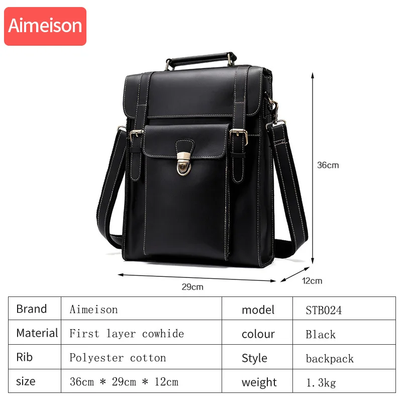 Aimeison Genuine Leather real leather laptop bag business Cowhide Men Crossbody Bag Men's Travel briefcase | Багаж и сумки