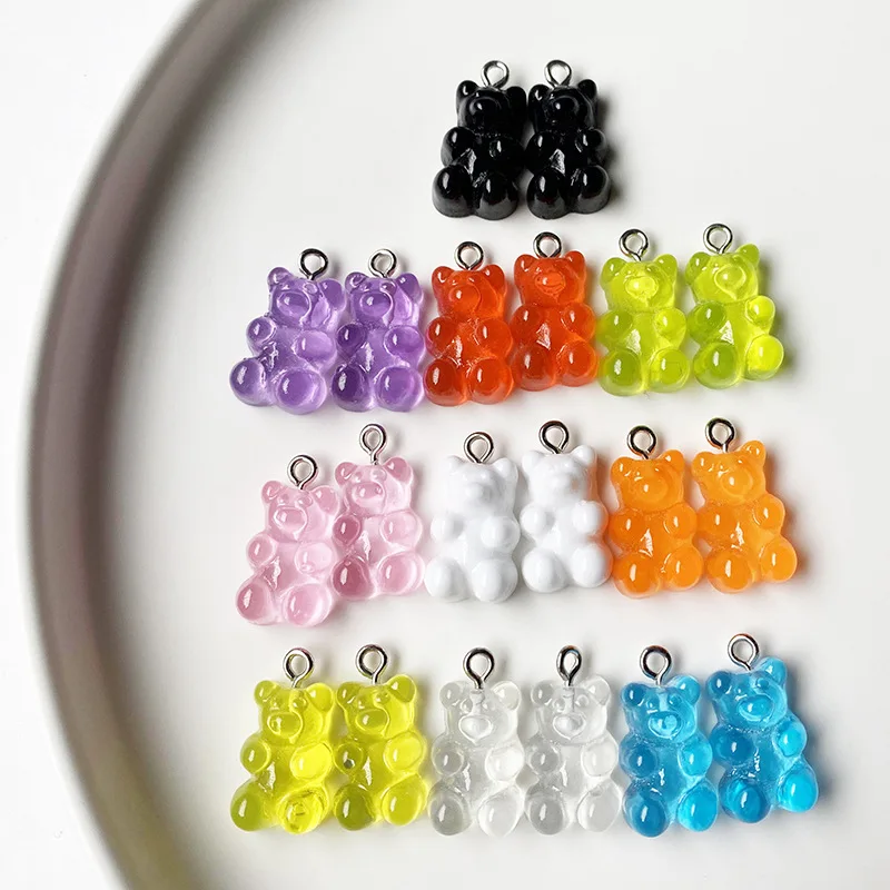 

10pcs Cute Gummy Bear Pendant Charms For Necklace Bracelet Earrings Animal Bear Resin Charms For Jewelry Making DIY Accessories