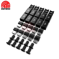 10 sets diy micro usb male plug connectors connector kit with covers black charging socket 4 in 1 black