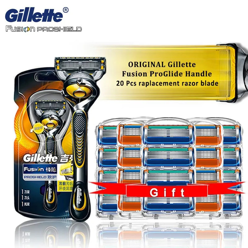 

Gillette Fusion Proshield Original Razor 5 Layers Stainless Steel Handle Holder With Replacement Heads Safety Shaving Cassettes