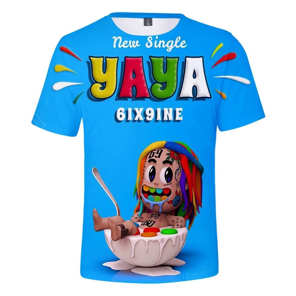 

2020 Cool 6IX9INE YAYA Album 3D Summer T-shirt O-neck Harajuku Fashion Women Men Kids Short Sleeve Character Rapper Casual Tops