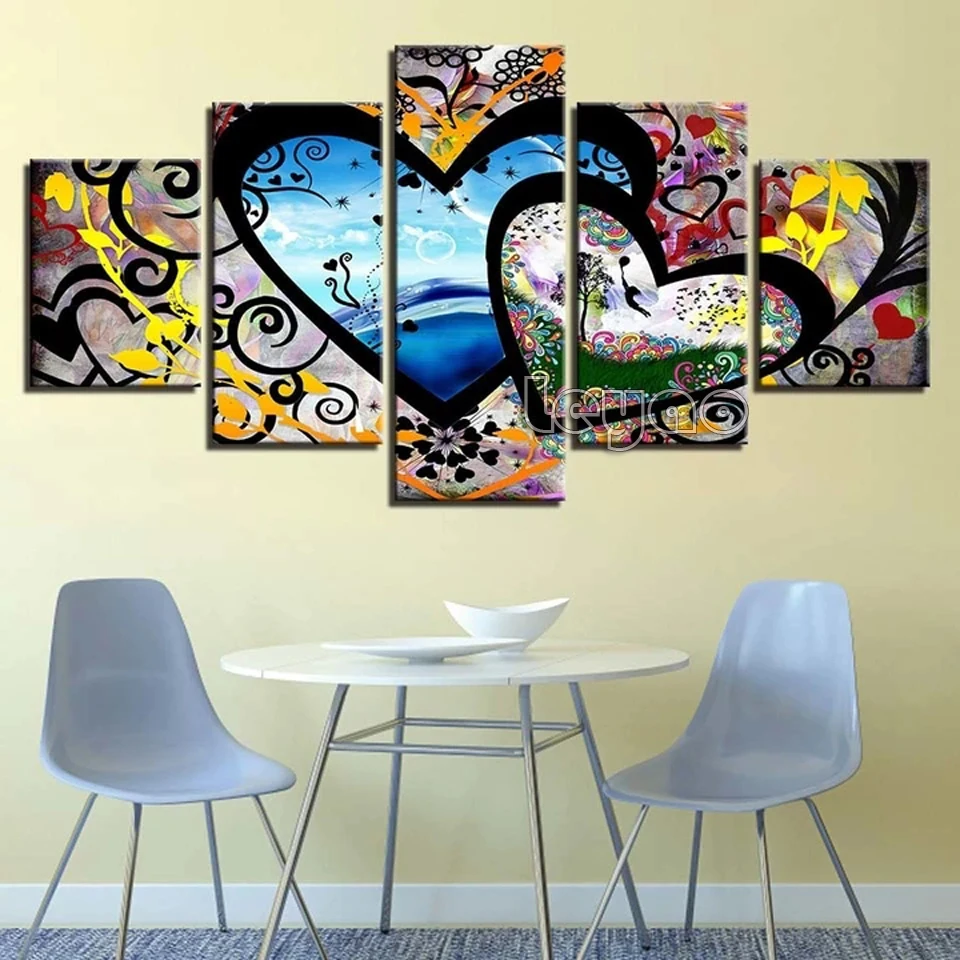

5d full square & round Abstract Hearts & Love 5 Piece 5d diamond painting 5d diy diamond embroidery painting cross stitch sets