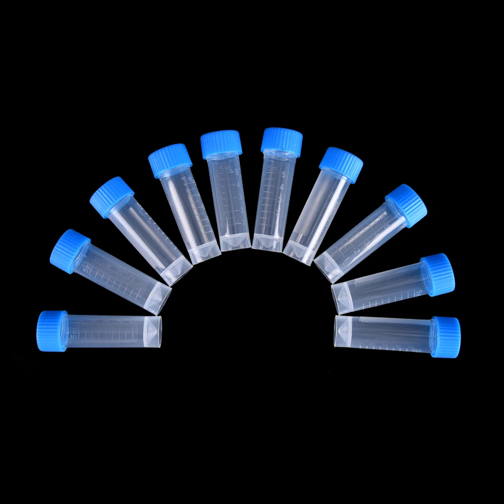 

10PCS 5ml Chemistry Plastic Test Tubes Vials Seal Caps Pack Container for Office School Chemistry Supplies