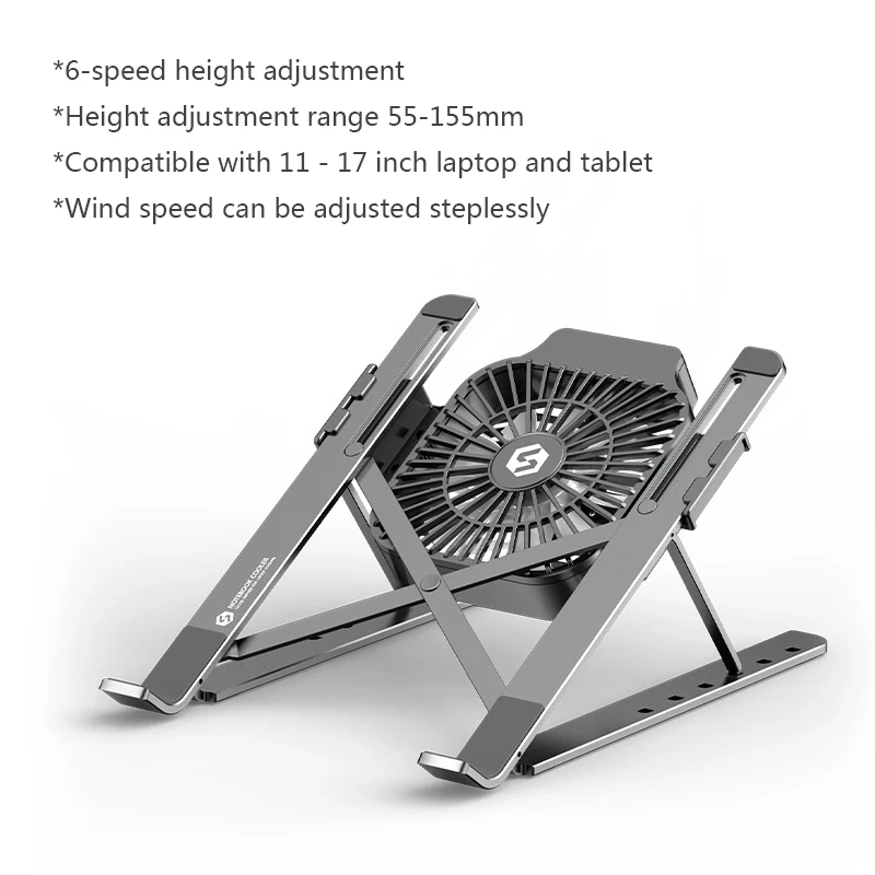 

2 Colors Foldable Aluminum alloy+Silicone Laptop Stand Holder With Cooling Fan Notebook Holder For 11-17 inch Laptop And Tablet