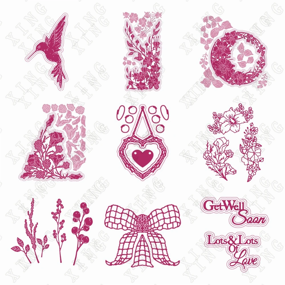 

Маленькие лилии, маки, сердце, цветочные ягоды, красные, новые металлические режущие штампы, Декор, тиснение, шаблон