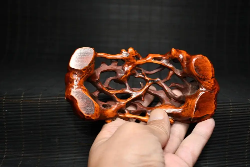 

Home Decor 6" China Collection Old Boxwood Plum blossom pen holder Hollow pen holder Put a brush Four Treasures of the Study