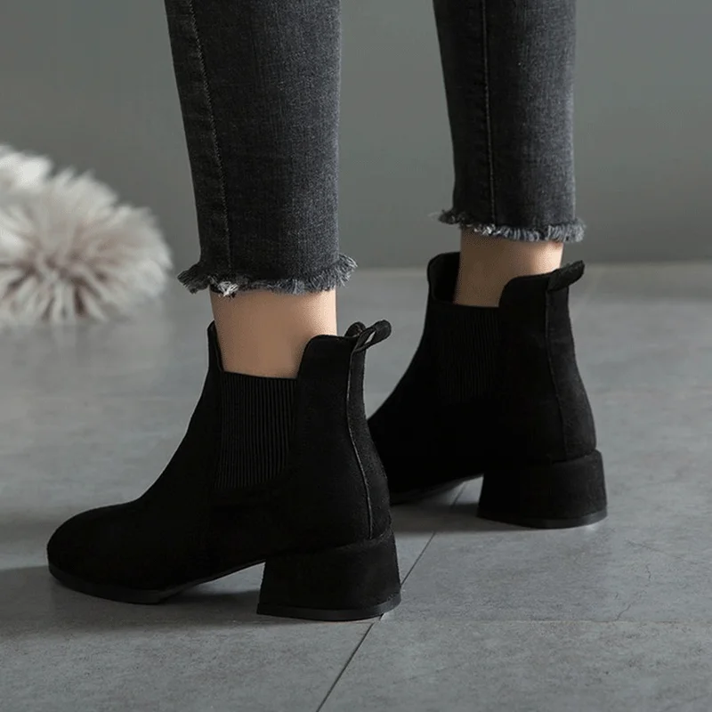 Женские ботильоны Martin без шнуровки с острым носком Осень зима Размеры 35 43