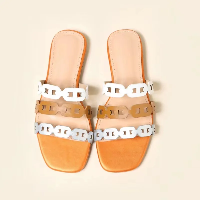 

ZAR Woman 2021 Shoes Summer New Fashion Flat-Bottomed Women's Hollow Out Flat-Heeled Beach Sandals For Women Slippers Luxury