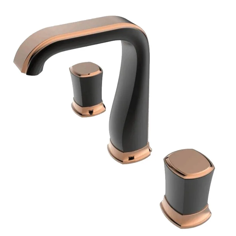 Luxury Widespread Basin Faucet rose gold three hole 8 inch bathroom sink faucet tap basin mixer water black white | Обустройство дома