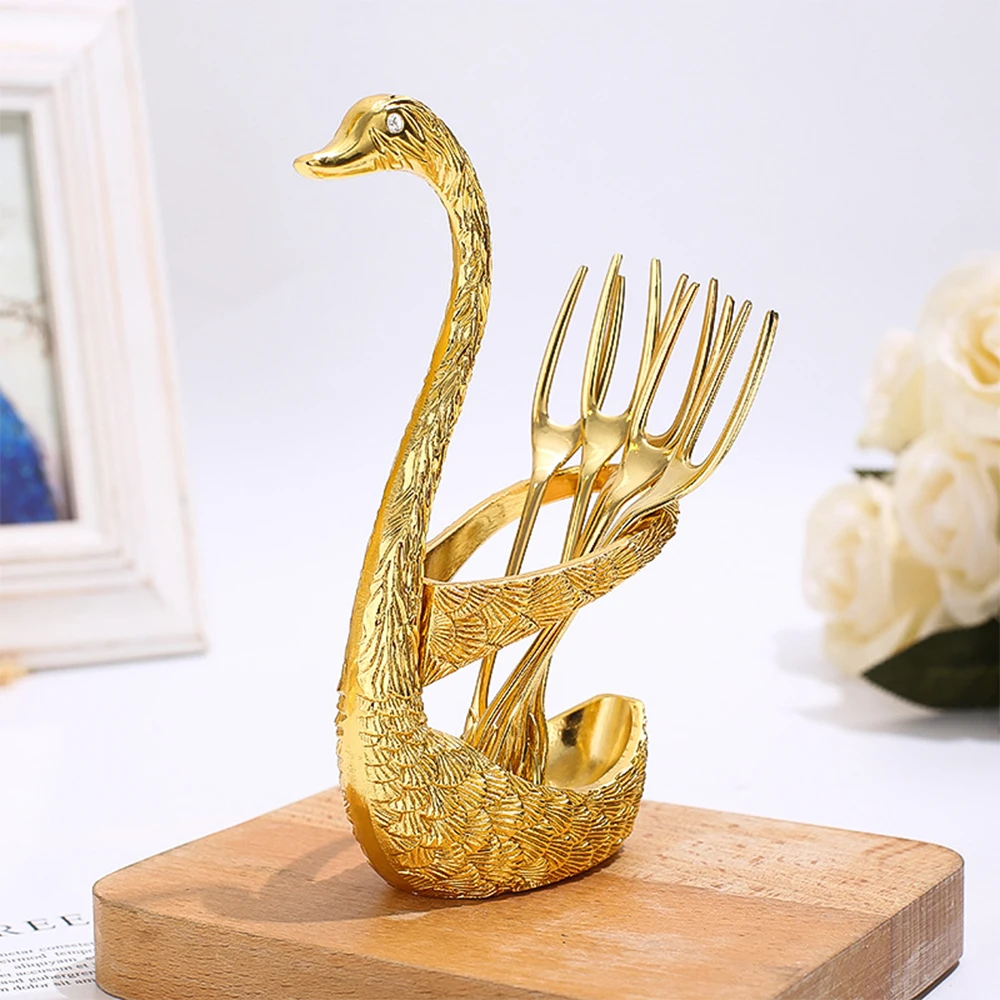 6 шт. Лебедь фрукты Базовая деталь резцедержателя набор вилок Нержавеющая сталь