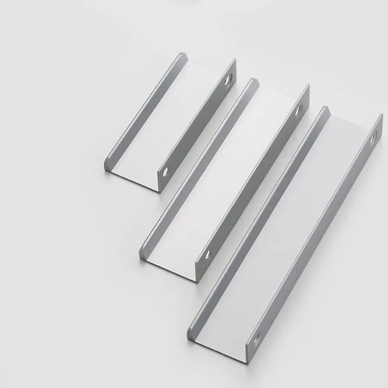 KK&ampFING Aluminum Alloy Black Silver Hidden Cabinet Door Handles Kitchen Cupboard Pulls Bedroom Furniture Handle Hardware |